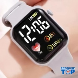 Ceas Electronic Fashion LED Gri deschis cu  bratara silicon CDQZ135