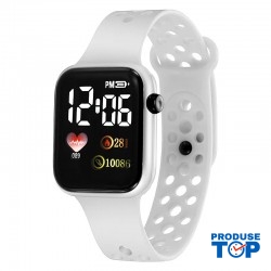 Ceas Electronic Fashion LED Alb cu  bratara silicon CDQZ135