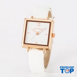 Ceas Dama Elegant Alb cadran patrat alb QUARTZ CDQZ139