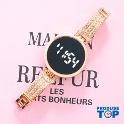 Ceas Electronic Fashion LED roz auriu cu touch screen  bratara vintage CDQZ141