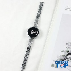 Ceas Electronic Fashion LED argintiu cu touch screen  bratara vintage CDQZ141