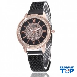 Ceas Dama Elegant negru cu bratara magnetica Collection QUARTZ CDQZ147