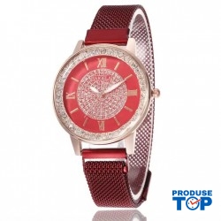 Ceas Dama Elegant rosu cu bratara magnetica Collection QUARTZ CDQZ147