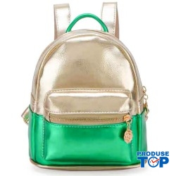Rucsac metalizat cu buzunar exterior verde din piele eco Shine ACRD064