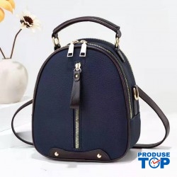 Rucsac Geanta Fashion albastru din piele eco cu fermoar vertical ACRD222