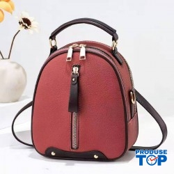 Rucsac Geanta Fashion darkpink din piele eco cu fermoar vertical ACRD222