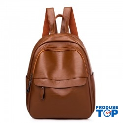 Rucsac dama fashion maro din piele eco cu buzunar exterior cu fermoar ACRD274 Rucsac dama fashion maro din piele eco cu buzunar exterior cu fermoar ACRD274
