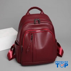 Rucsac  dama grena fashion din piele ecologica cu multiple buzunare ACRD349