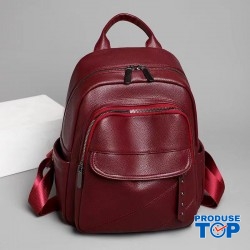 Rucsac Fashion visiniu din piele eco bareta detasabila si buzunar antifurt ACRD352