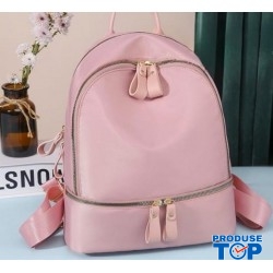 Rucsac dama roz fashion din material textil impermeabil si buzunar orizontal ACRD354