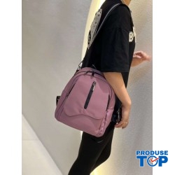 Rucsac - Geanta dama fashion mov-lila din material textil impermeabil si buzunar exterior cu fermoar ACRD359