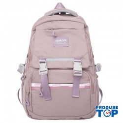 Ghiozdan tip Rucsac mov-lila din material textil impermeabil cu buzunare multiple si catarame ACRD379