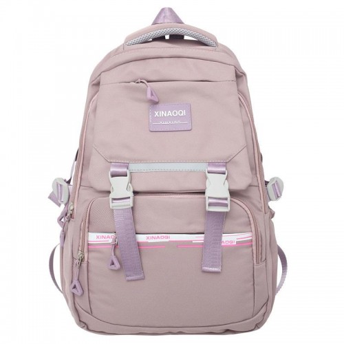 Ghiozdan tip Rucsac mov-lila din material textil impermeabil cu buzunare multiple si catarame ACRD379