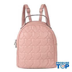 Rucsac Fashion roz din piele eco si cusaturi fine in forma de inimia ACRD309