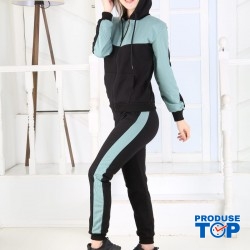 Trening Dama sport casual albastru compus din hanorac si pantaloni de trening cu talie inalta TND033