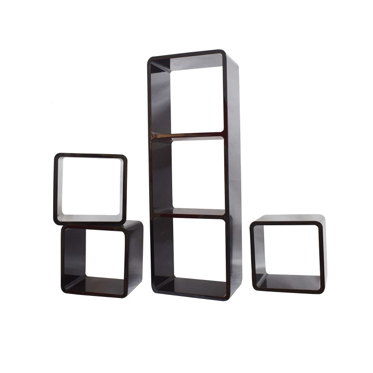 Set 4 rafturi negre pentru perete D1217