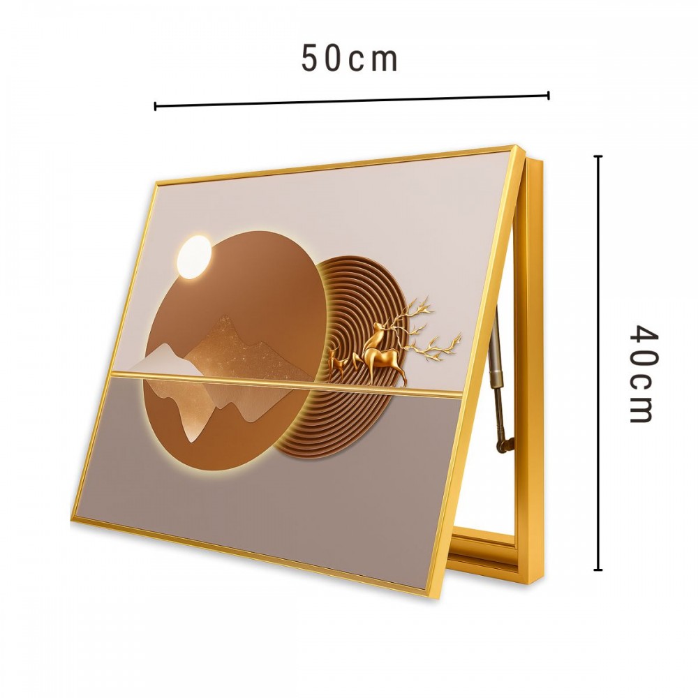 Capac tablou pentru contor electric, Naimeed D7259, mascare tablou electric, design modern si elegant, 40 x50 x4 cm, rama aurie 