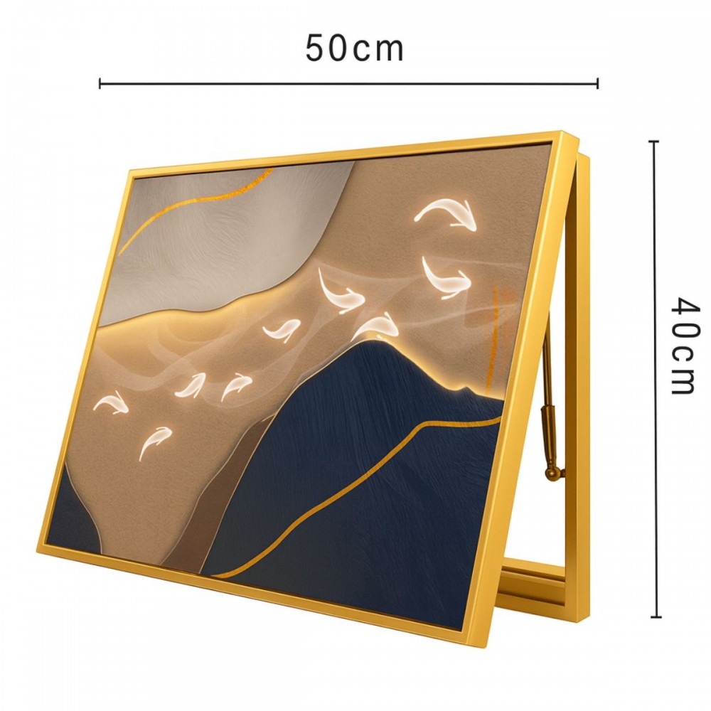 Capac tablou pentru contor electric, Naimeed D7261, mascare tablou electric, design modern si elegant, 40 x50 x4 cm, rama aurie
