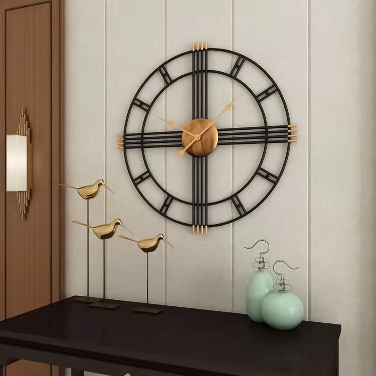 Ceas de perete, stil elegant, Metal, mecanism Silentios, D4157, 50 cm, Negru
