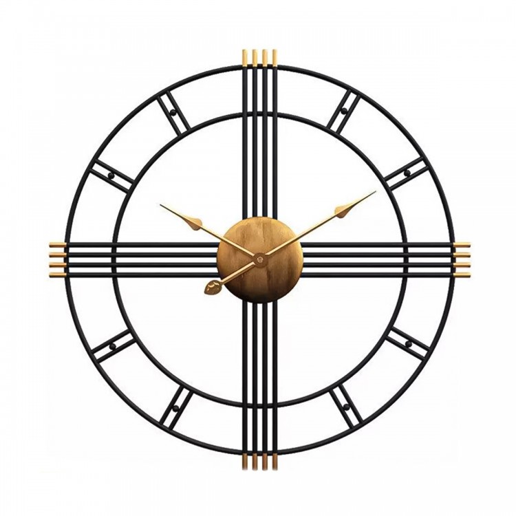 Ceas de perete, stil elegant, Metal, mecanism Silentios, D4157, 50 cm, Negru