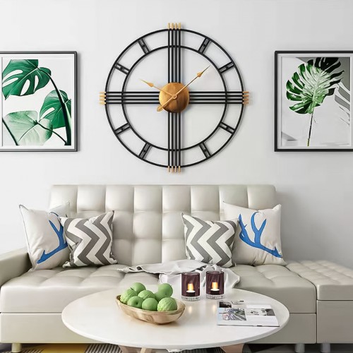 Ceas de perete, stil elegant, Metal, mecanism Silentios, D4157, 50 cm, Negru