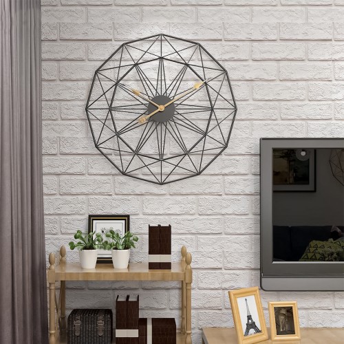 Ceas de perete, stil elegant, Metal, mecanism Silentios, D4158, 50 cm, Negru