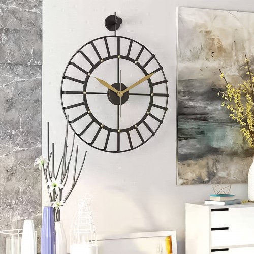 Ceas de perete, stil elegant, Metal, mecanism Silentios, D4159, 50 cm, Negru