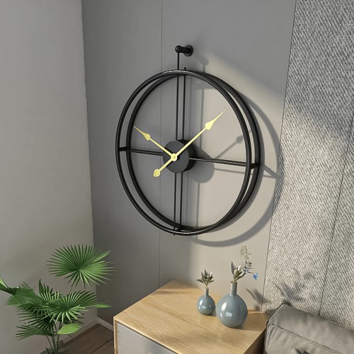 Ceas de perete, stil elegant, Metal, mecanism Silentios, D4164, 52 cm, Negru