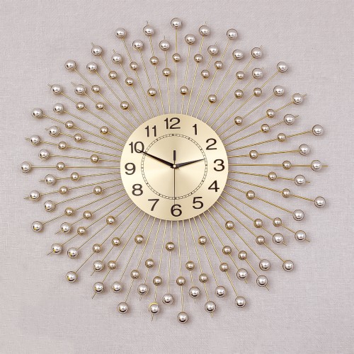 Ceas de perete, stil elegant, Metal, mecanism Silentios, D4166, 70 cm, Auriu