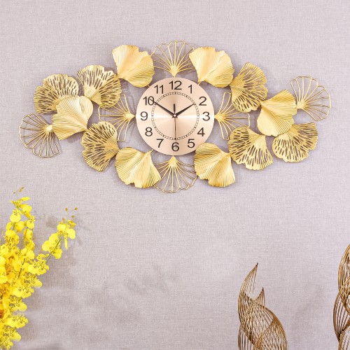 Ceas de perete, stil elegant, Metal, mecanism Silentios, D4169, 98*45 cm, Auriu