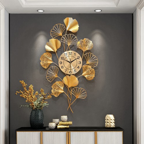 Ceas de perete, stil elegant, Metal, mecanism Silentios, D4170, 55*90 cm, Auriu