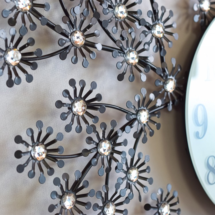 Ceas de perete, stil elegant, Metal, mecanism Silentios, D4182, 80*65 cm, Negru