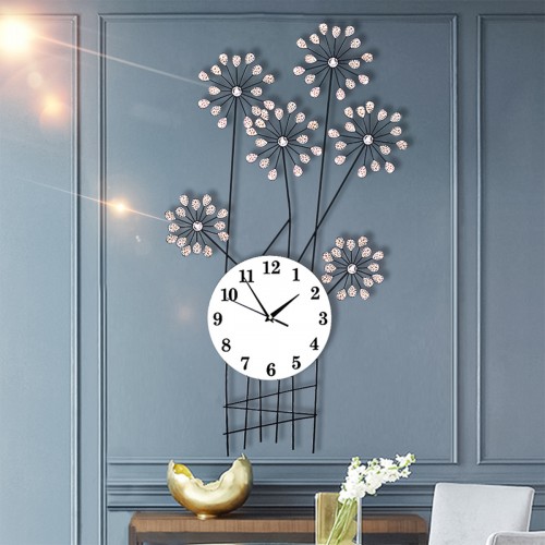 Ceas de perete, stil elegant, Metal, mecanism Silentios, D4186, 46*88 cm, Negru