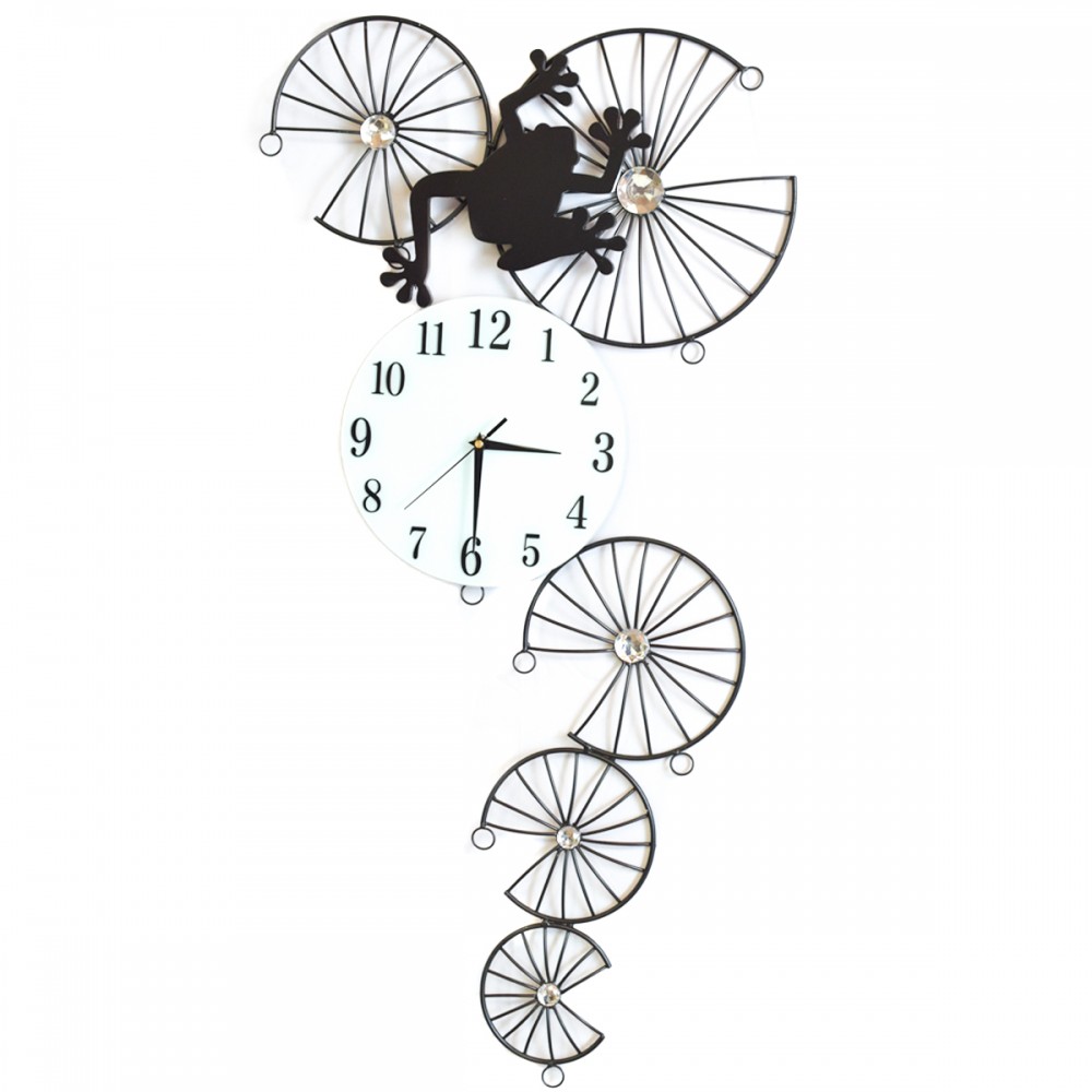 Ceas de perete, stil elegant, Metal, mecanism Silentios, D4198, 46*90 cm, Negru/Alb