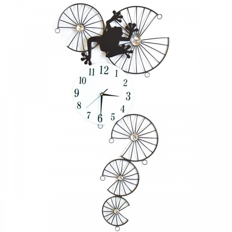 Ceas de perete, stil elegant, Metal, mecanism Silentios, D4198, 46*90 cm, Negru/Alb