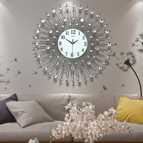 Ceas de perete, stil elegant, Metal, mecanism Silentios, D4199, 70 cm, Alb/Negru