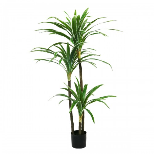 Planta artificiala, Dracaena cu ghiveci, D4264, 165cm, verde/alb