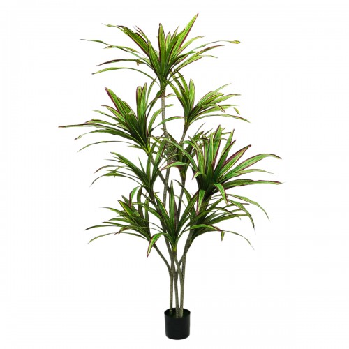 Planta artificiala, Dracaena cu ghiveci, D4277, 204cm, verde/rosu
