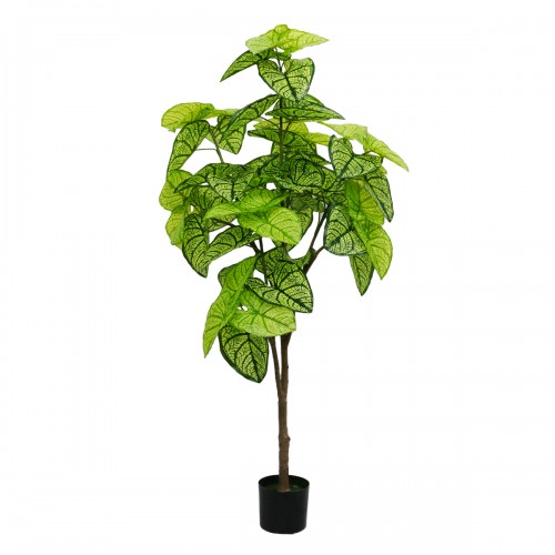 Planta artificiala, Alocasia cu ghiveci, D4287, 165cm, verde/galben