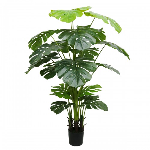 Planta artificiala, Monstera cu ghiveci, 21 frunze, D4293, 170cm, verde