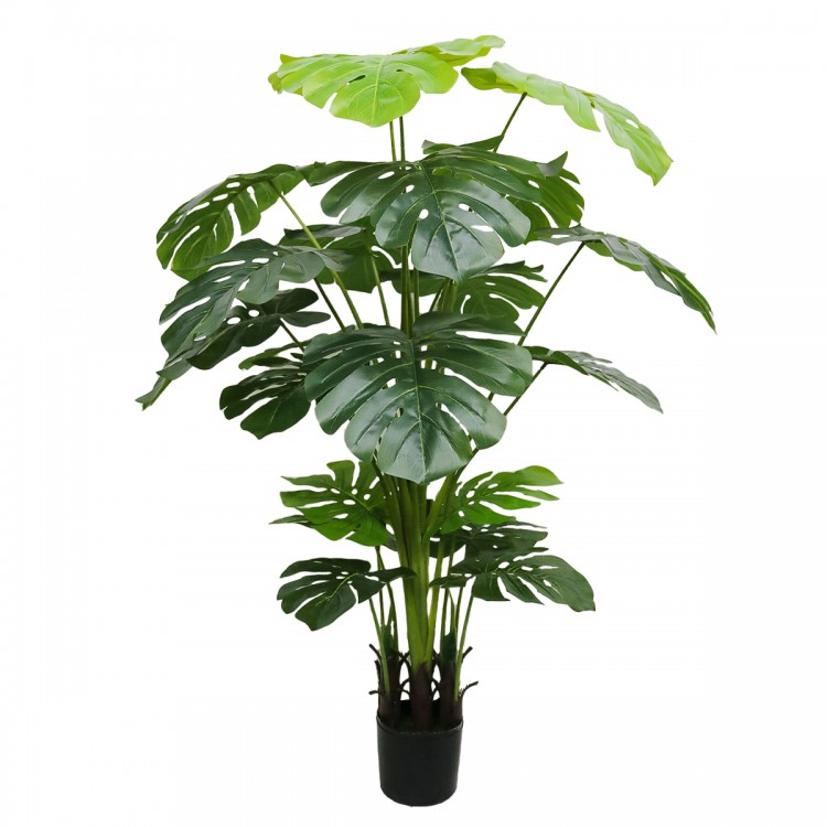 Planta artificiala, Monstera cu ghiveci, 21 frunze, D4293, 170cm, verde