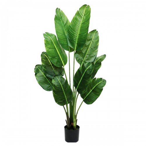 Planta artificiala, Ravenala cu ghiveci, 10 frunze, D4296, 160cm, verde