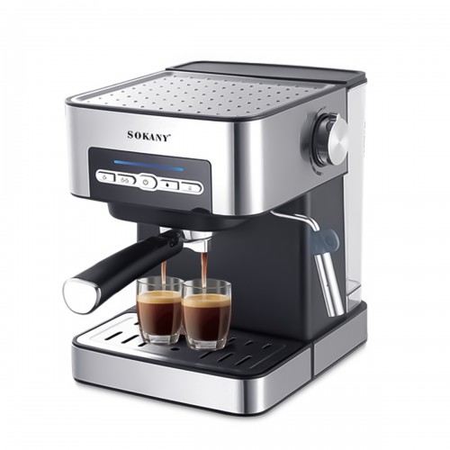 Espressor Sokany SK-6862, 850W, 15 bari, rezervor apa 1.6L, Negru/Inox