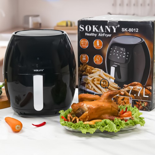 Friteuza fara ulei Sokany SK-8012, 1800W, 7.7L, Control Digital, Negru