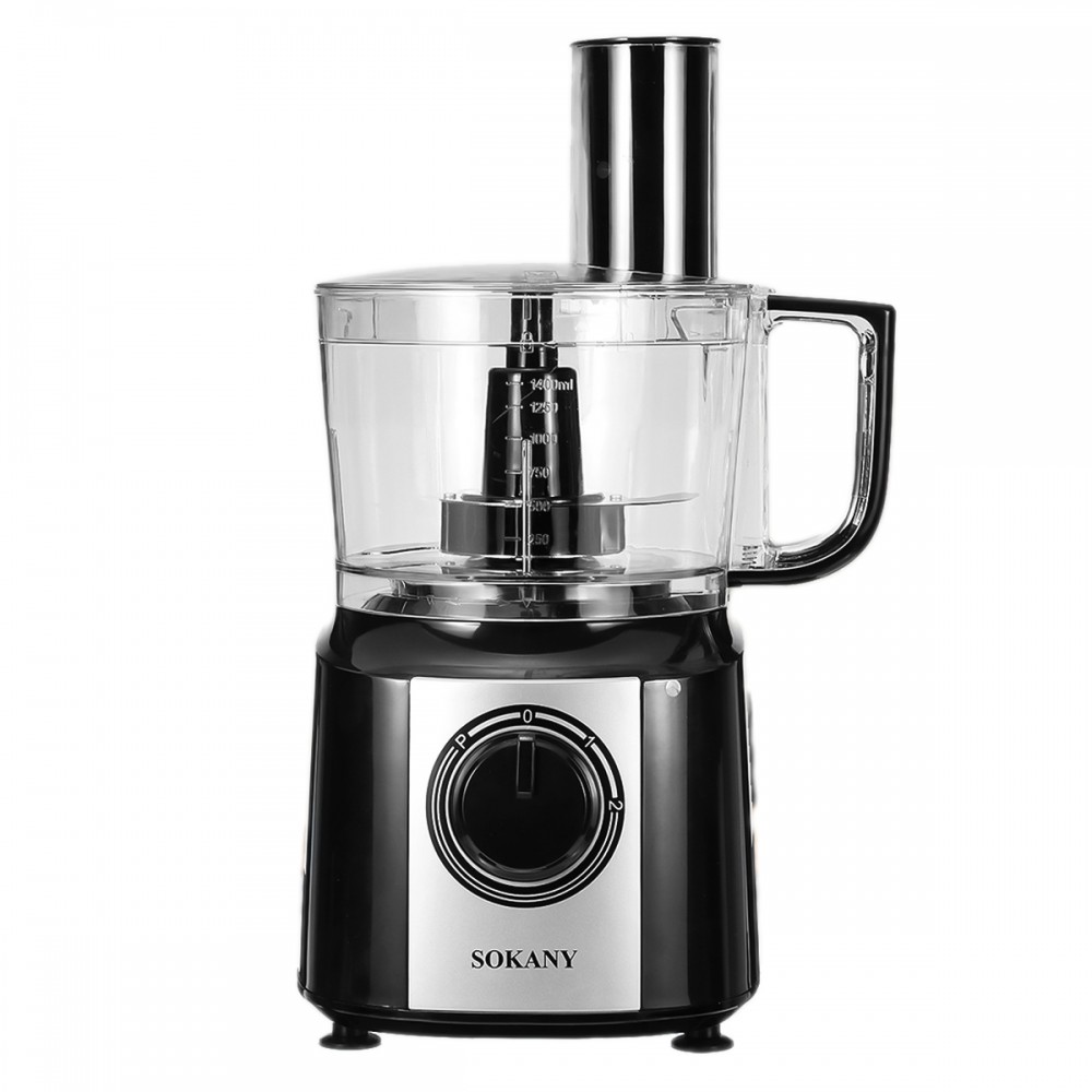 Robot de bucatarie Sokany FP-201, 13 in 1, 800W, capacitate 2L, 1.8L blender, rasnita, Negru