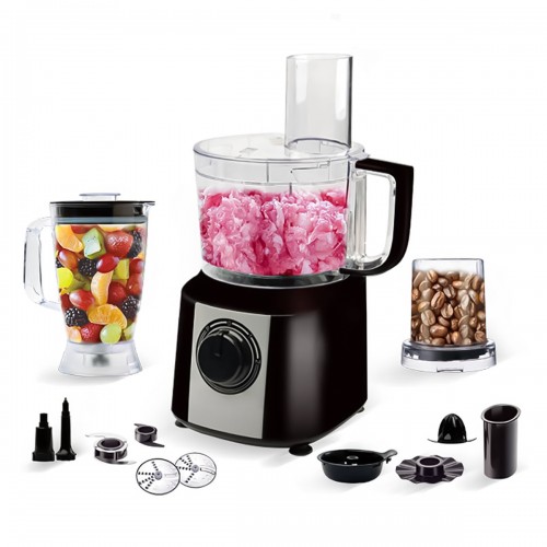 Robot de bucatarie Sokany FP-201, 13 in 1, 800W, capacitate 2L, 1.8L blender, rasnita, Negru