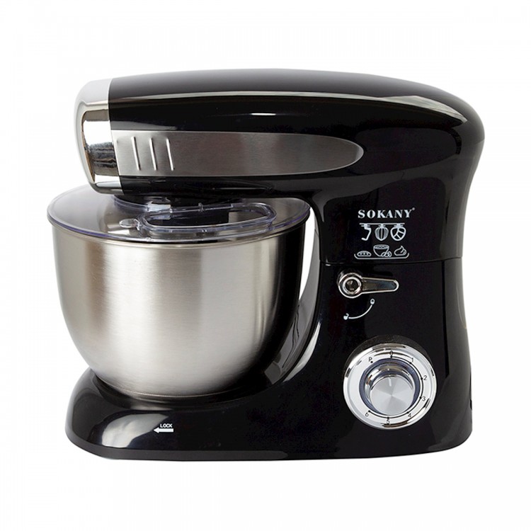 Robot de bucatarie Sokany SC-267, 1300W, bol inox 6.5L, 6 trepte de viteza, functie pulse, Negru