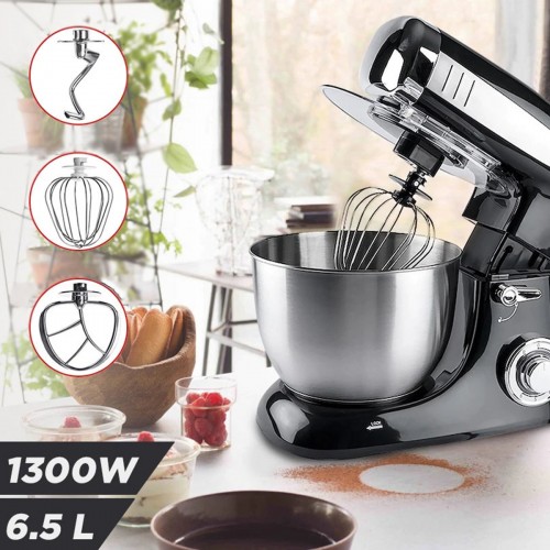 Robot de bucatarie Sokany SC-267, 1300W, bol inox 6.5L, 6 trepte de viteza, functie pulse, Negru