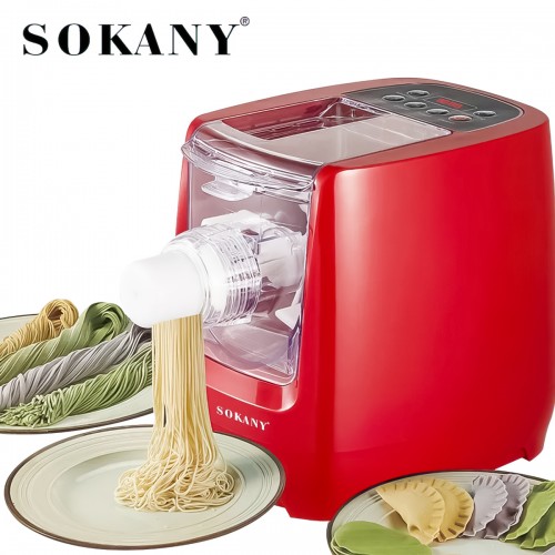 Masina automata electrica pentru paste si taietei, Sokany SK-1776, 13 forme, 260 W, Rosu