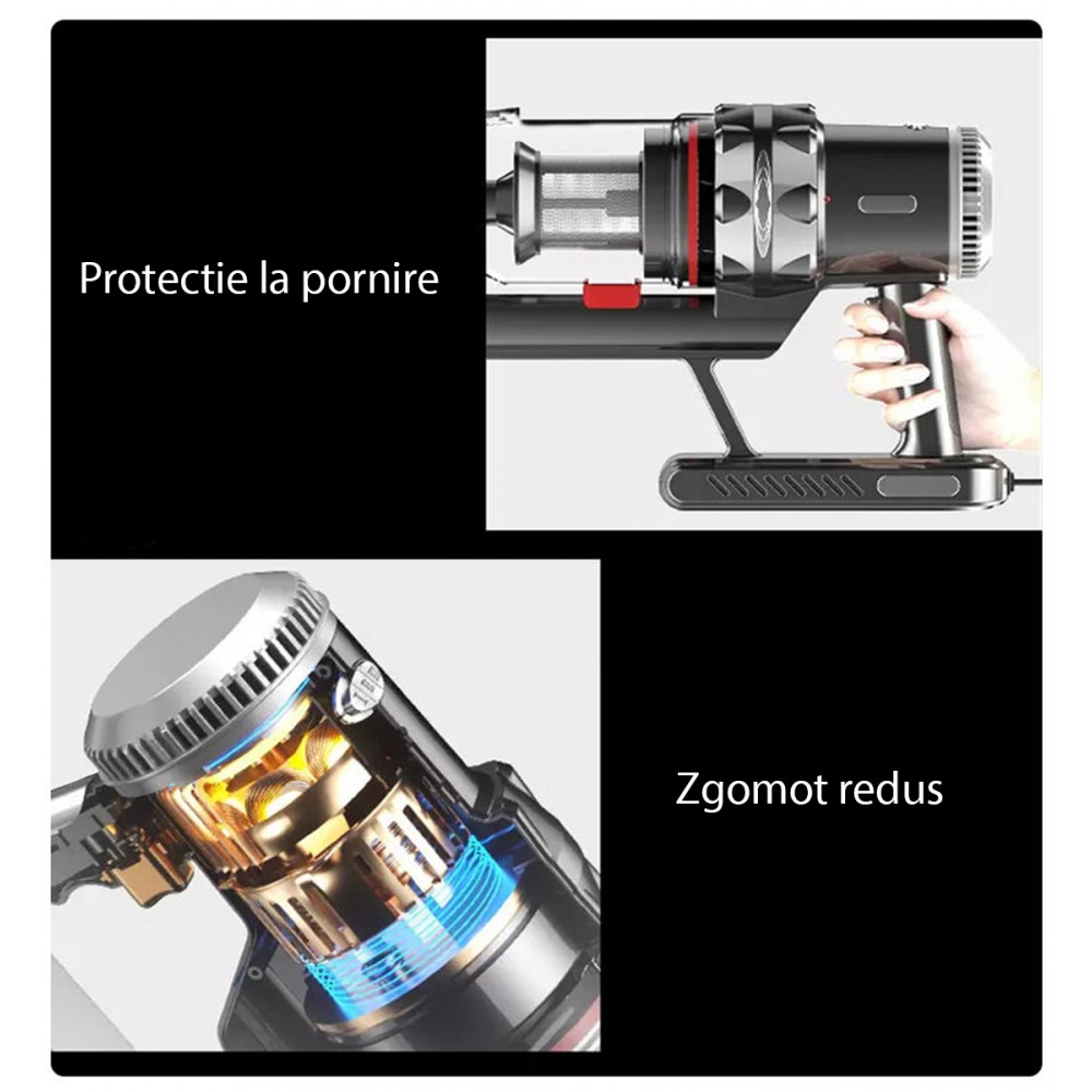Aspirator Vertical Inteligent Liectroux i7PRO(D6820), ghid vocal, autonomie 35 de minute, rezervor de apa murdara 800ml, rezervor apa curata 600ml, 1150x280x210mm,  Negru